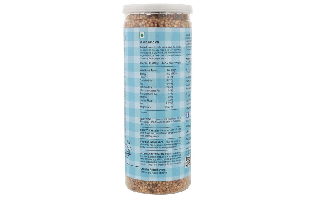 Nutriwish Roasted Quinoa Snack Chilli Lemon Flavour   Plastic Jar  125 grams